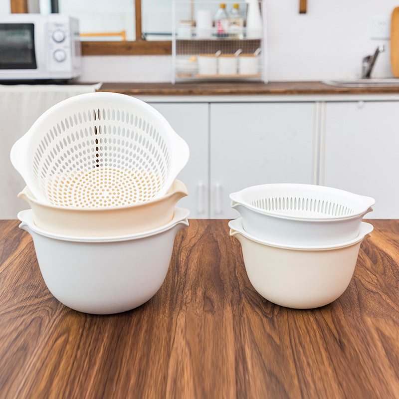 Friendly Double Sink Basket for Washing Fruits and Daily Dishes