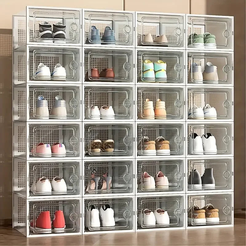 Premium Foldable Transparent Shoe Storage Box (6/12 Pack)