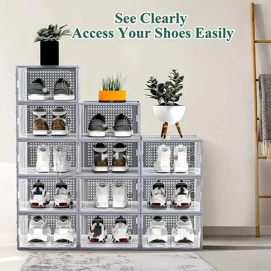 Premium Foldable Transparent Shoe Storage Box (6/12 Pack)