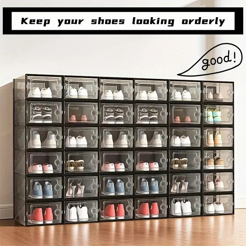 Premium Foldable Transparent Shoe Storage Box (6/12 Pack)