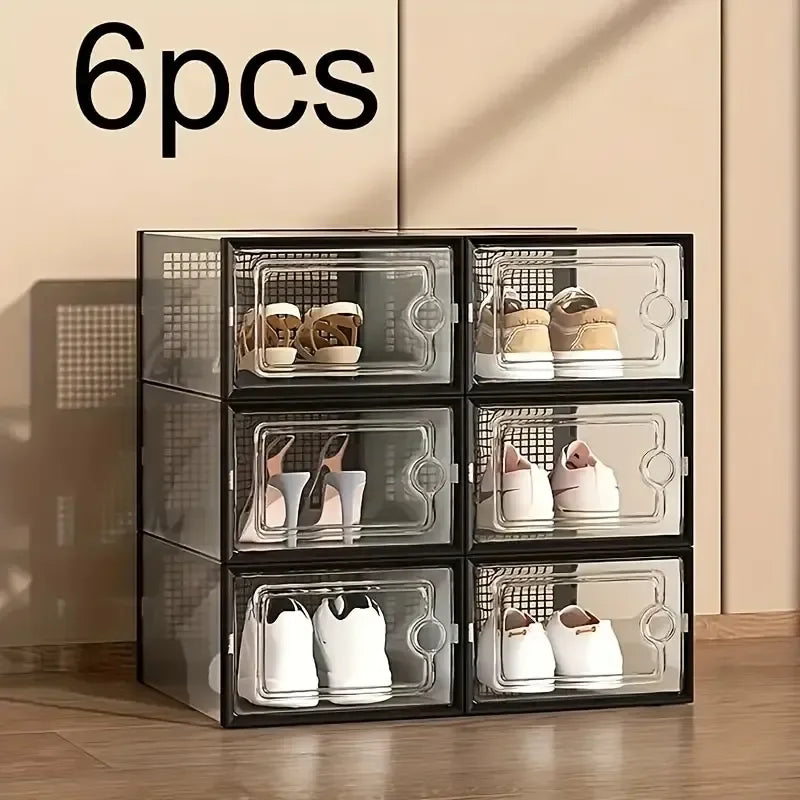 Premium Foldable Transparent Shoe Storage Box (6/12 Pack)