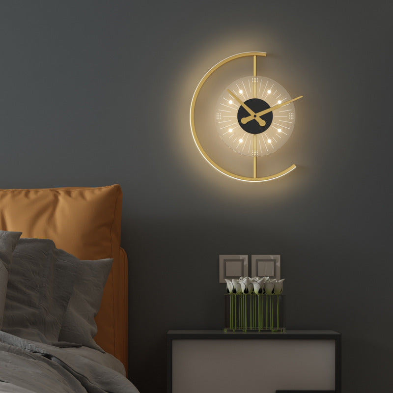 Nordic Wall Clock Lamp for Soft, Minimal Living Room Lighting